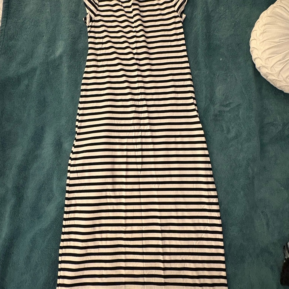 A New Day Black and Cream Striped Tee